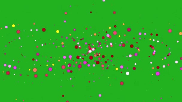 Κινούμενα Πολύχρωμα Κουκκίδες Φόντο Στην Πράσινη Οθόνη — Αρχείο Βίντεο