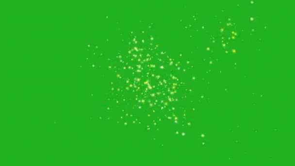 Кластер Блискучих Зірок Анімований Зеленому Тлі — стокове відео