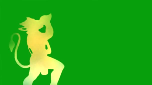 Animowany Hanuman Płynącym Efektem Wiatru Zielonym Tle — Wideo stockowe