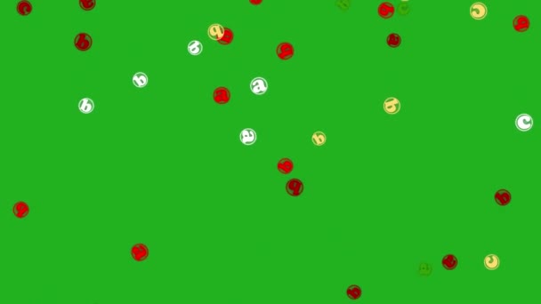 Падение Эффекта Цветных Круговых Букв Зеленом Экране — стоковое видео
