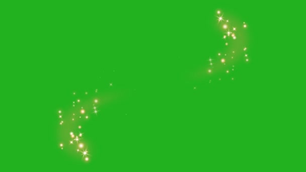 Ефект Завантаження Частинок Золотої Зірки Фоні Зеленого Екрану — стокове відео