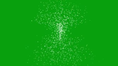 Beyaz parçacıkların yeşil ekran arkaplanındaki bükülmüş hareket efekti