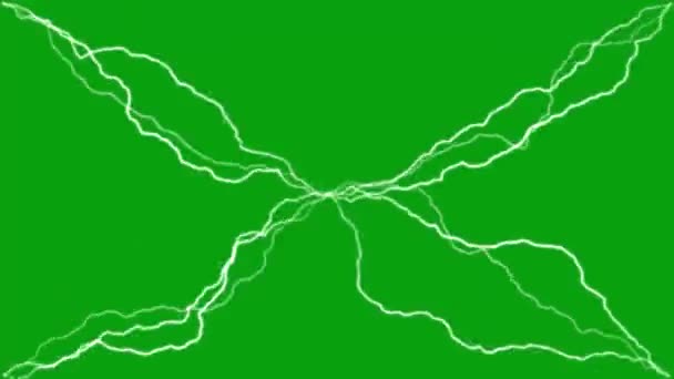 Elektrische Entladung Blitz Bolzen Auf Dem Grünen Bildschirm Hintergrund — Stockvideo