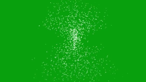 Περιστρεφόμενη Επίδραση Της Κίνησης Των Λευκών Σωματιδίων Πράσινο Φόντο Οθόνη — Αρχείο Βίντεο