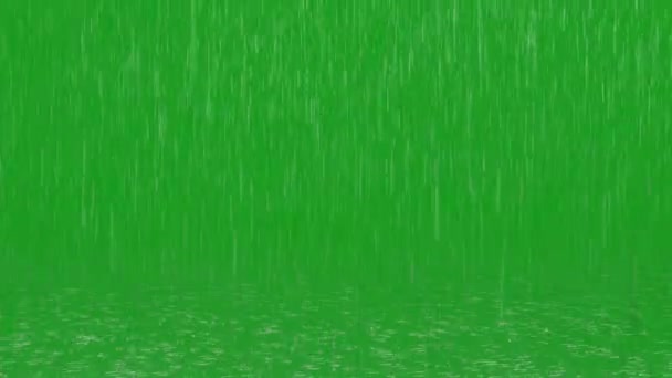 Deszcz Padający Ziemię Kroplami Zielonym Tle Ekranu — Wideo stockowe