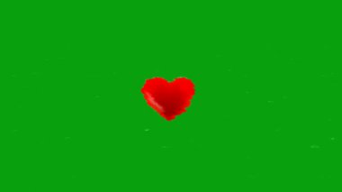 Yeşil ekranda suyun içinde kalp şeklinin dalgalı etkisi