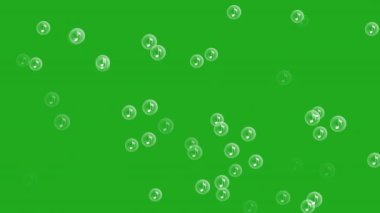 Yeşil ekran animasyonunda müzik sembolü olan uçan su kabarcıkları