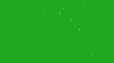 Yeşil ekran arka planında hız olmadan gökyüzünde parlayan yıldızlar