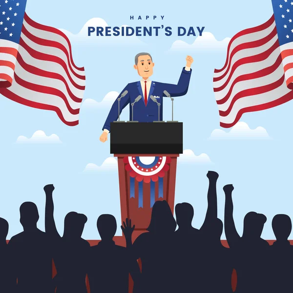 Предпосылки Контекст President Day People Campign People Speech Cartoon Illustration — стоковый вектор