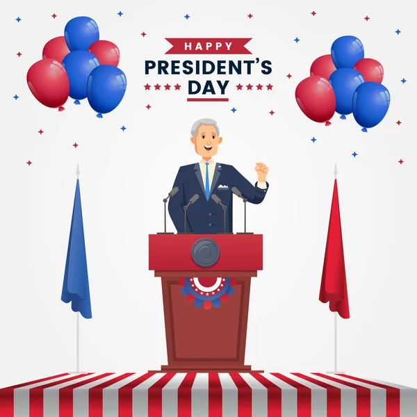 President Day Old Man Speech Balloon Stage Background — Stock Vector