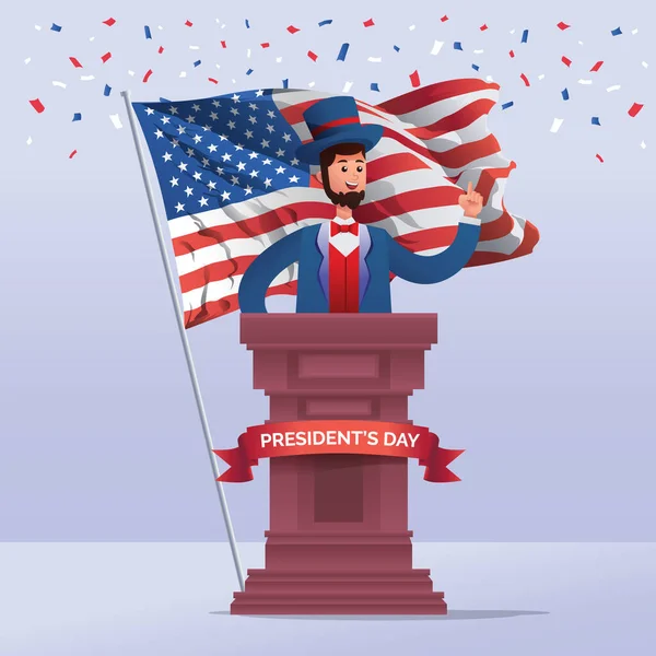 President Day Uncle Sam Celebration Cartoon Character Usa Flag Symbol — Stockový vektor