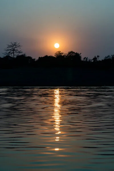 stock image sunset over the river, End of the afternoon, Nature, Landscape, selective focus