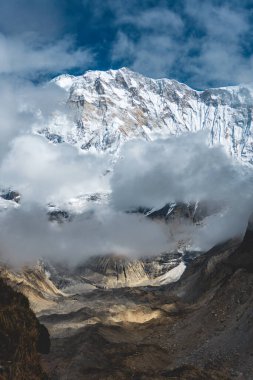 Karla kaplı dağ zirveleri, Nepal 'deki dağ, Everest Dağı ülkesi,