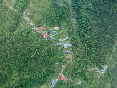 Nepal 'de köy, Nepal köyü, Annapurna sırasında otel.