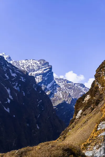 Mardi Himal Dağı, Machapuchare 'den Deurali' ye Majestic Mountain Views, Annapurna Trek Nepal sırasında Himalayaların açılışı.