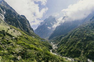 Nepal 'de bir köy, Nepal' de misafir evi, Annapurna Ana Kamp Gezisi, Nepal 'de kırsal bölge, Nepal' de Dağ