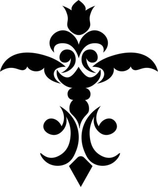 Süslü çiçek vektör deseni. Soyut illüstrasyon, dekoratif öğeler. siyah ve beyaz tasarım