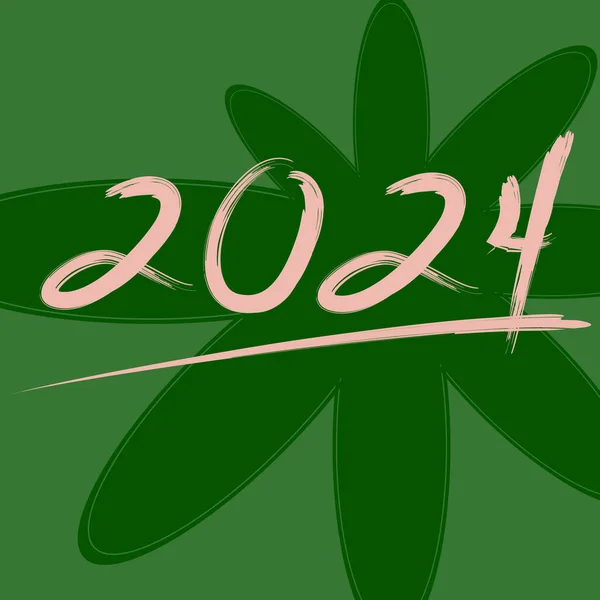Новый Год Концепция Зеленый Лист Числом — стоковый вектор