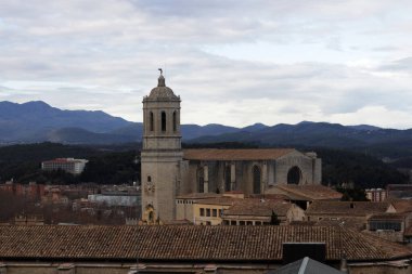Behold the majestic Girona Cathedral, a towering edifice that stands as a testament to the city's rich history and architectural grandeur. clipart