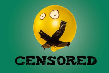 Illuminate the stifling effects of censorship and cancel culture with this evocative concept image portraying a balloon with its mouth sealed shut by tape. clipart
