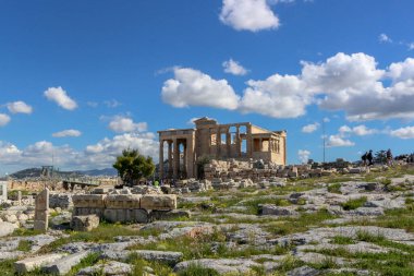 Explore the architectural marvel of the Erechtheion, a captivating landmark atop the Acropolis, drawing tourists and serving as a commercial asset for travel promotions and historic appreciation clipart