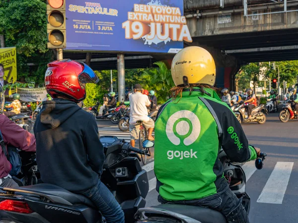 Jakarta Indonesia August 2022 Online Rider Wearing Well Known Gojek — Fotografia de Stock