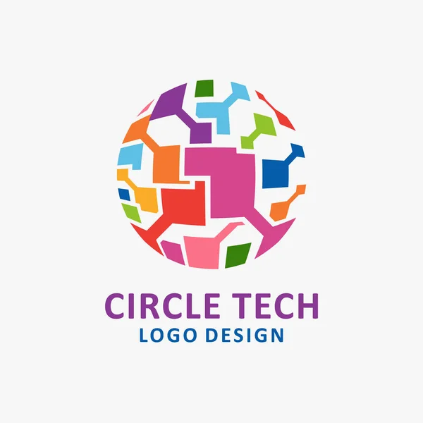 Soyut Teknoloji Çember Logosu Tasarımı — Stok Vektör