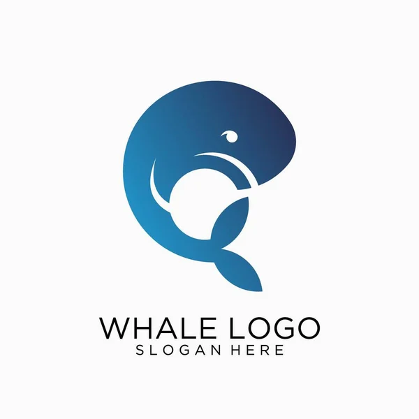 Jump Whale Logo Design — 스톡 벡터