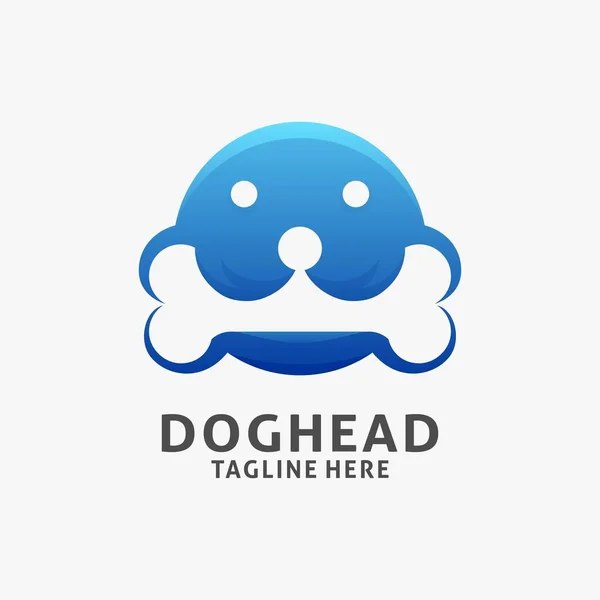 Kemiği Isıran Köpek Kafası Logosu Tasarımı — Stok Vektör