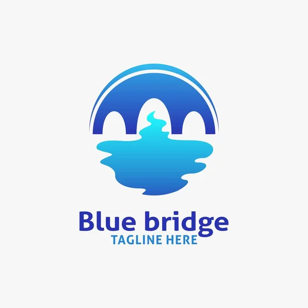 Blue Bridge Logo Design — Stock Vector
