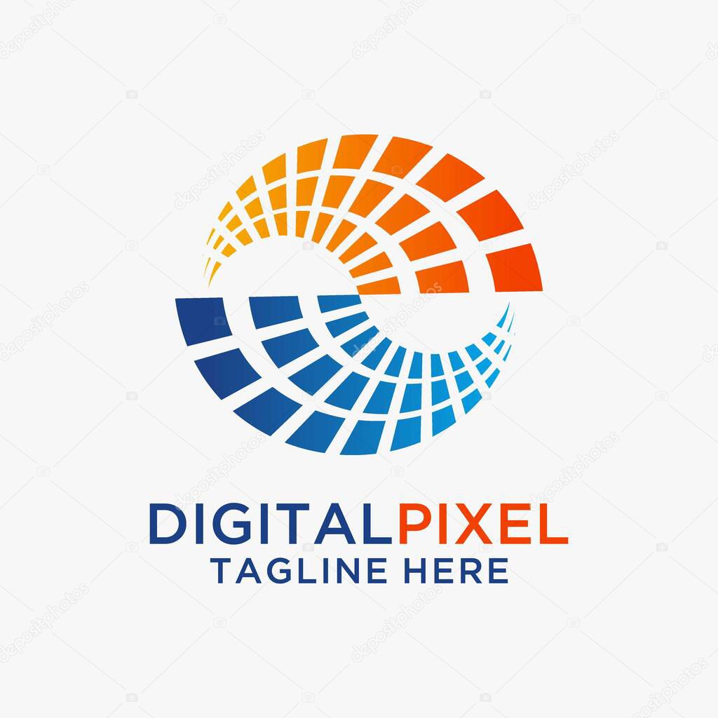 Abstract digital pixel logo design