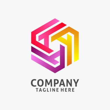 Soyut altıgen yuvarlak logo tasarımı