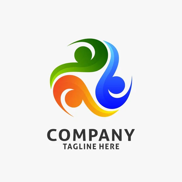 Desain Logo Grup Bisnis Dengan Elemen Orang - Stok Vektor