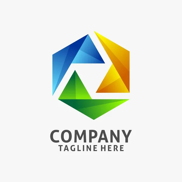 Conception Abstraite Logo Rond Hexagonal — Image vectorielle
