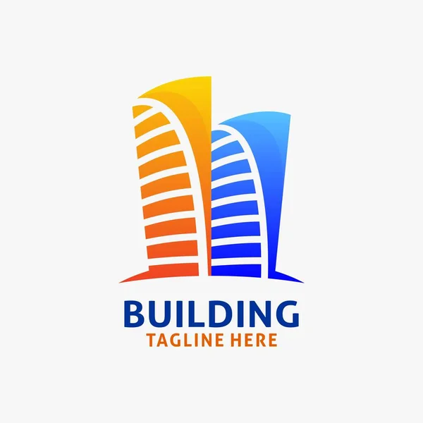 Desain Logo Bangunan Kota Inspirasi Logo Konstruksi Arsitektur - Stok Vektor