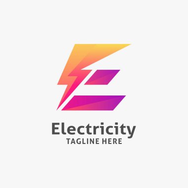 Elektrik yıldırım logosu dizaynında E harfi