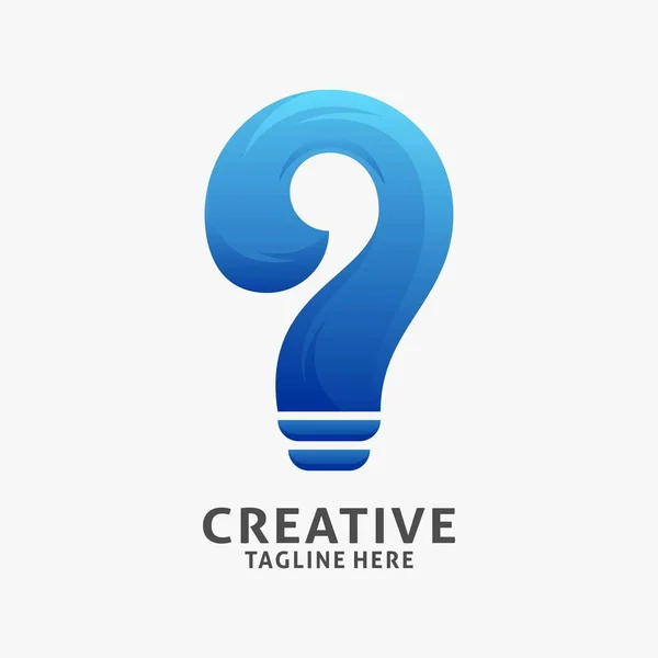 Desain Logo Lampu Kreatif Dalam Tanda Tanya - Stok Vektor