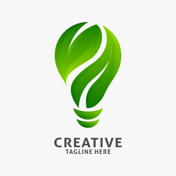 Creative Lamp Logo Nature Leaf Design — Stock Vector