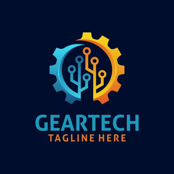 Gear Teknolojisi Logo Tasarımı — Stok Vektör
