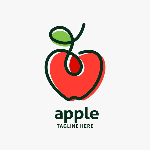 Diseño Línea Logotipo Fruta Apple — Archivo Imágenes Vectoriales