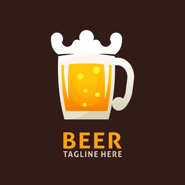 Design Logotipo Rei Cerveja Espumosa — Vetor de Stock