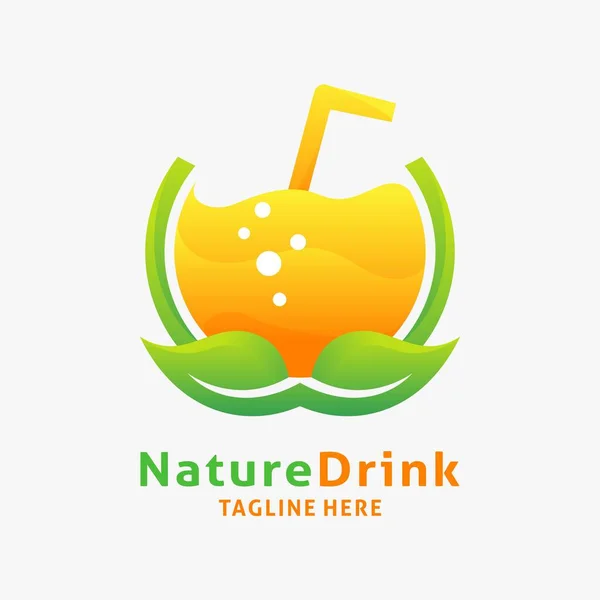 Diseño Del Logotipo Bebida Fresca Naturaleza — Vector de stock