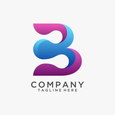 B harfi benzersiz logo tasarımı
