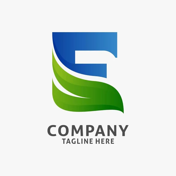 Lettre Logo Feuille Design — Image vectorielle