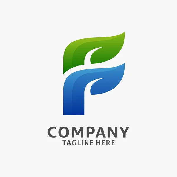 Lettre Conception Logo Feuille — Image vectorielle