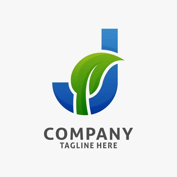 Lettre Feuille Logo Design — Image vectorielle