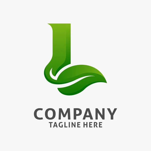 Lettre Logo Feuille Design — Image vectorielle