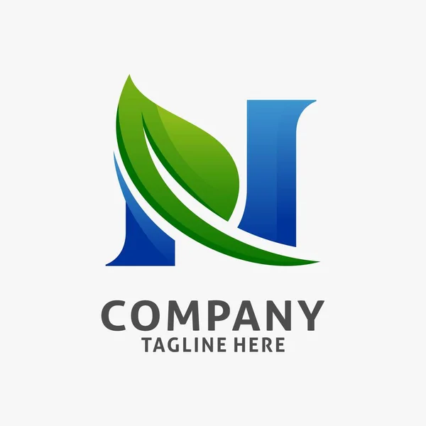 Harfi Yaprak Logo Tasarımı — Stok Vektör
