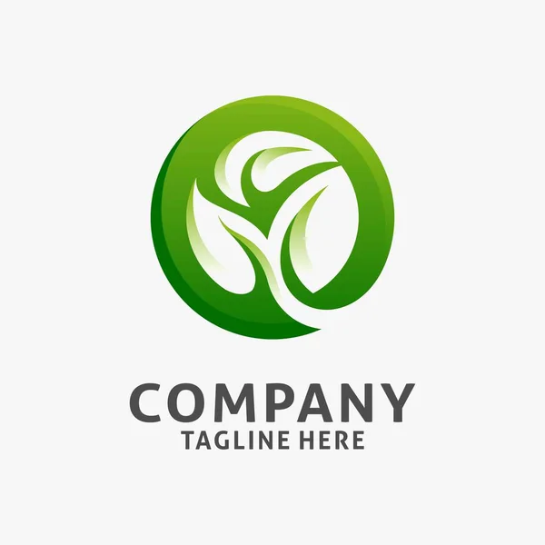 Circle Leaf Logo Design — Image vectorielle