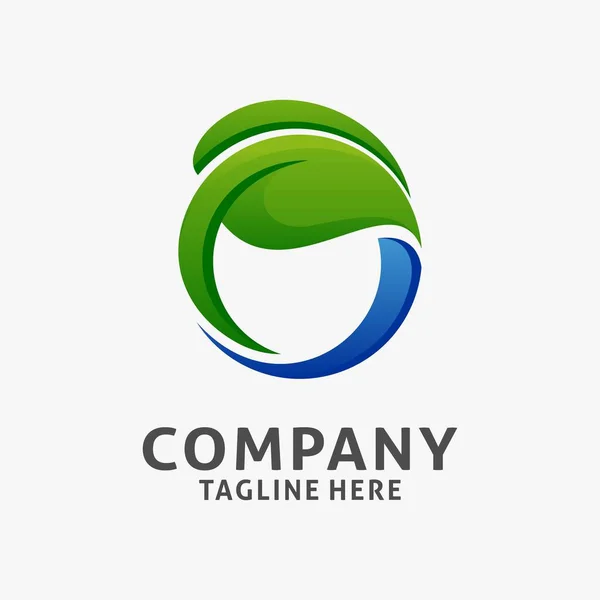 Circle Leaf Logo Design — Vetor de Stock